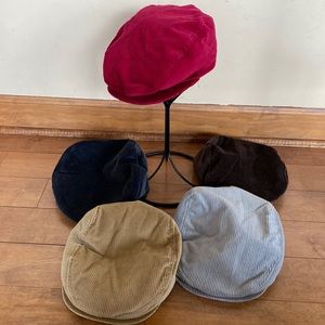 NWOT Corduroy Caps - Red, Grey, Black, Brown, or Tan Newsie Hats